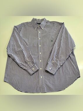 Ralph Lauren Shirt Men Size 2XB Big LS Button Up Classic Fit Gingham Purple Pony